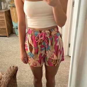 Floral drawstring shorts